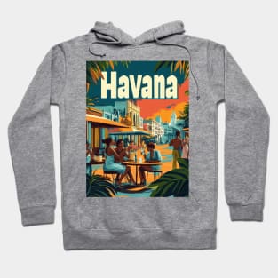 Experience the charm of Havana as friends gather at a lively cafe, enjoying drinks and conversations beneath a beautiful sunset, surrounded Hoodie